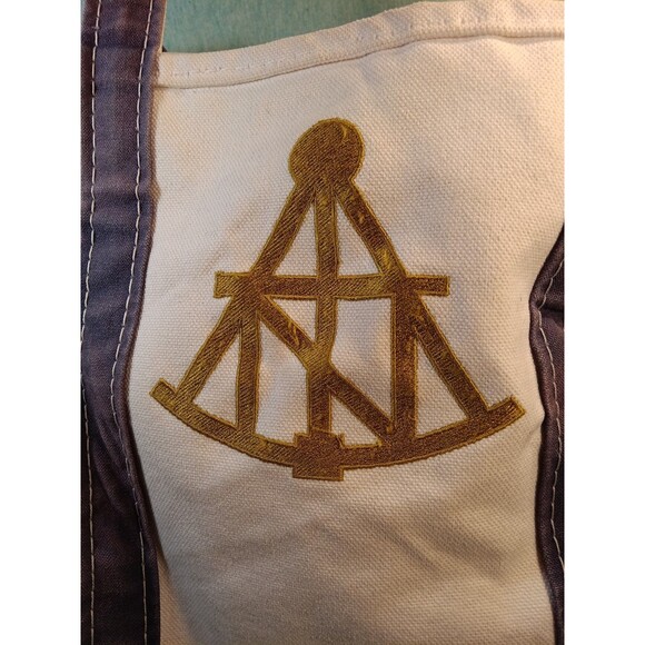 VTG LL BEAN BOAT AND TOTE BEACH BAG CANVAS NAVY TRIM 12" x 16" made in USA LOGO - Picture 2 of 4